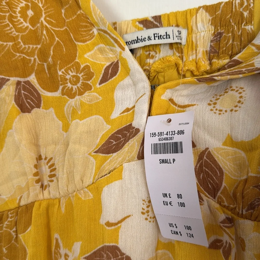 Abercrombie and Fitch Yellow Floral Tie Strap Maxi Dress NWT